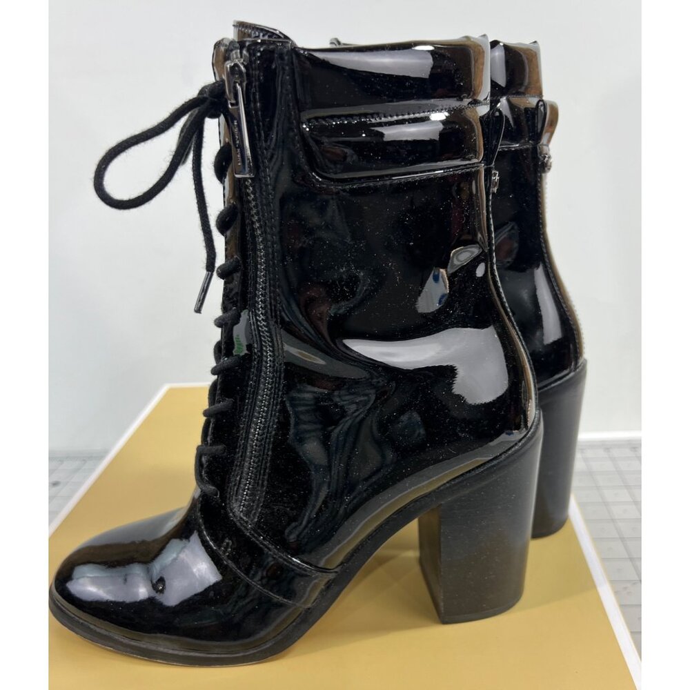 Michael Kors Women’s Rosario Patent Leather Lace-up Boot Black Sz. 8 - Picture 6 of 9